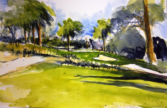 640x417 Daniel Clarke Artwork The Lonely Sand Trap Original Watercolor - Watercolor Sand