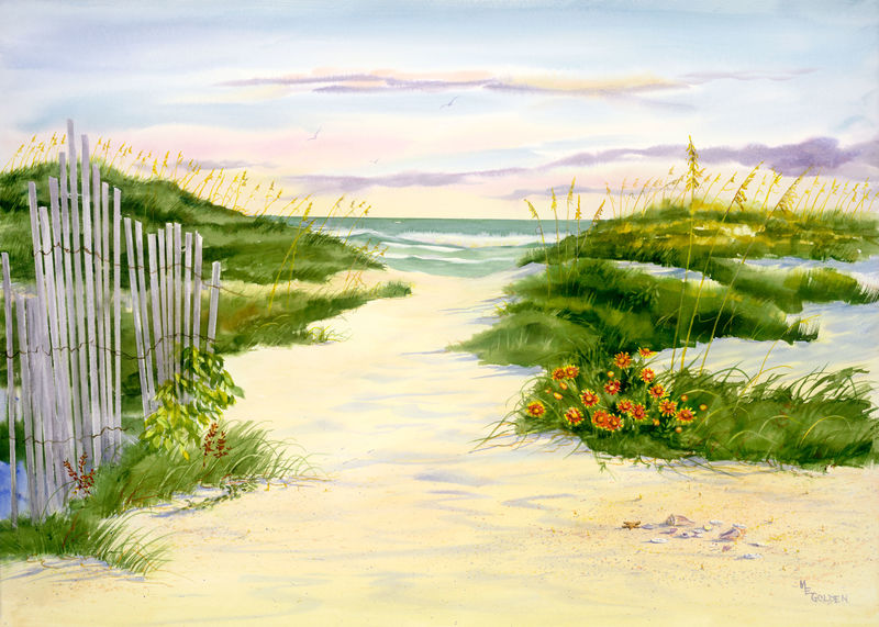 800x571 Home To The Sea - Watercolor Sand Dunes