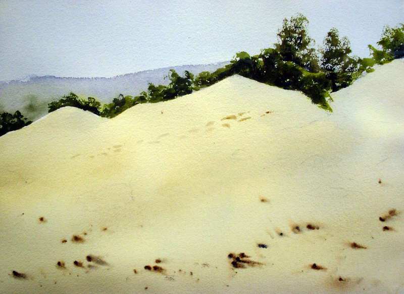 800x581 Painting Watercolor Sand Dunes Seascape Lesson, Tutorial - Watercolor Sand Dunes
