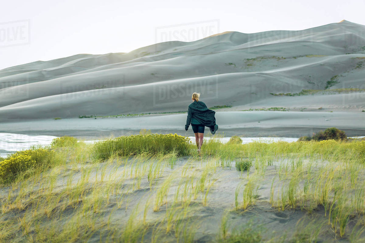 1200x800 Rear View Of Woman Amidst Plants - Watercolor Sand Dunes