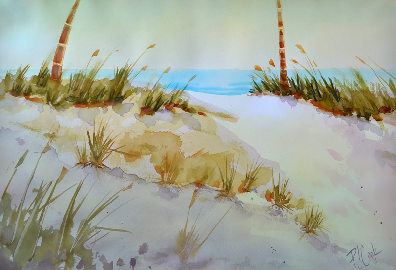 811x552 Sand Dune Aglow Painting - Watercolor Sand Dunes