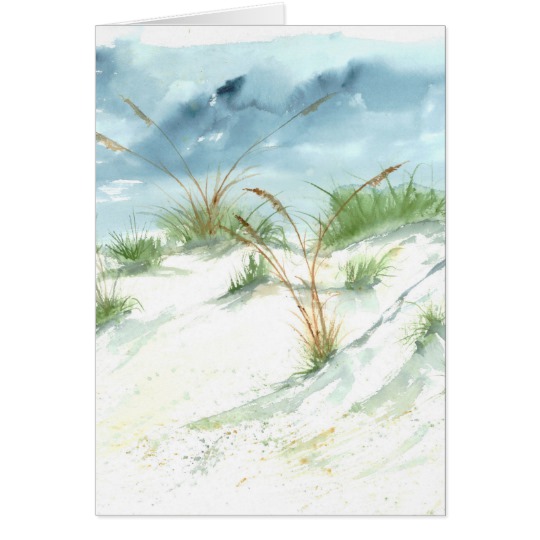 540x540 Sand Dunes Beach Seascape Nautical Watercolor Art - Watercolor Sand Dunes