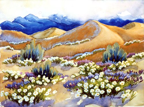 500x371 Desert Watercolor Desert Sand Dunes Southwestern Watercolor - Watercolor Sand Dunes