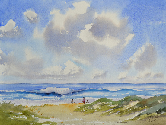 550x414 Day At The Beach - Watercolor Sand Dunes