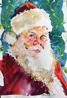 236x347 Jolly A Watercolor Card By Texas Artist, Karen Scherrer - Watercolor Santa