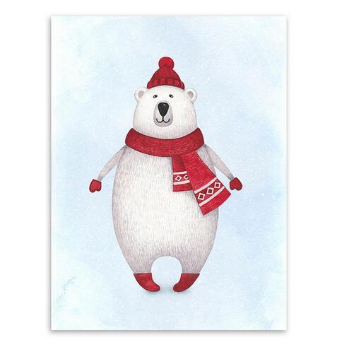 477x498 Watercolor Christmas Santa Claus Kawaii Animals Deer Poster Art - Watercolor Santa