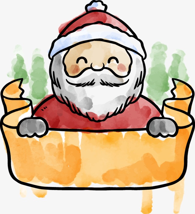 650x714 Watercolor Painted Santa Claus Ribbon, Watercolor, Hand Painted - Watercolor Santa