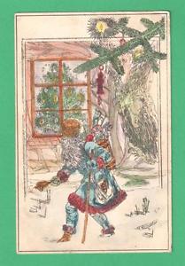 209x300 Vintage Original Watercolor Christmas Russian Santa Claus - Watercolor Santa Claus