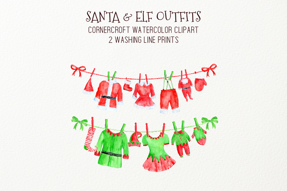 1160x772 Watercolor Christmas Santa Claus And Elf Outfit Clipart By - Watercolor Santa Claus