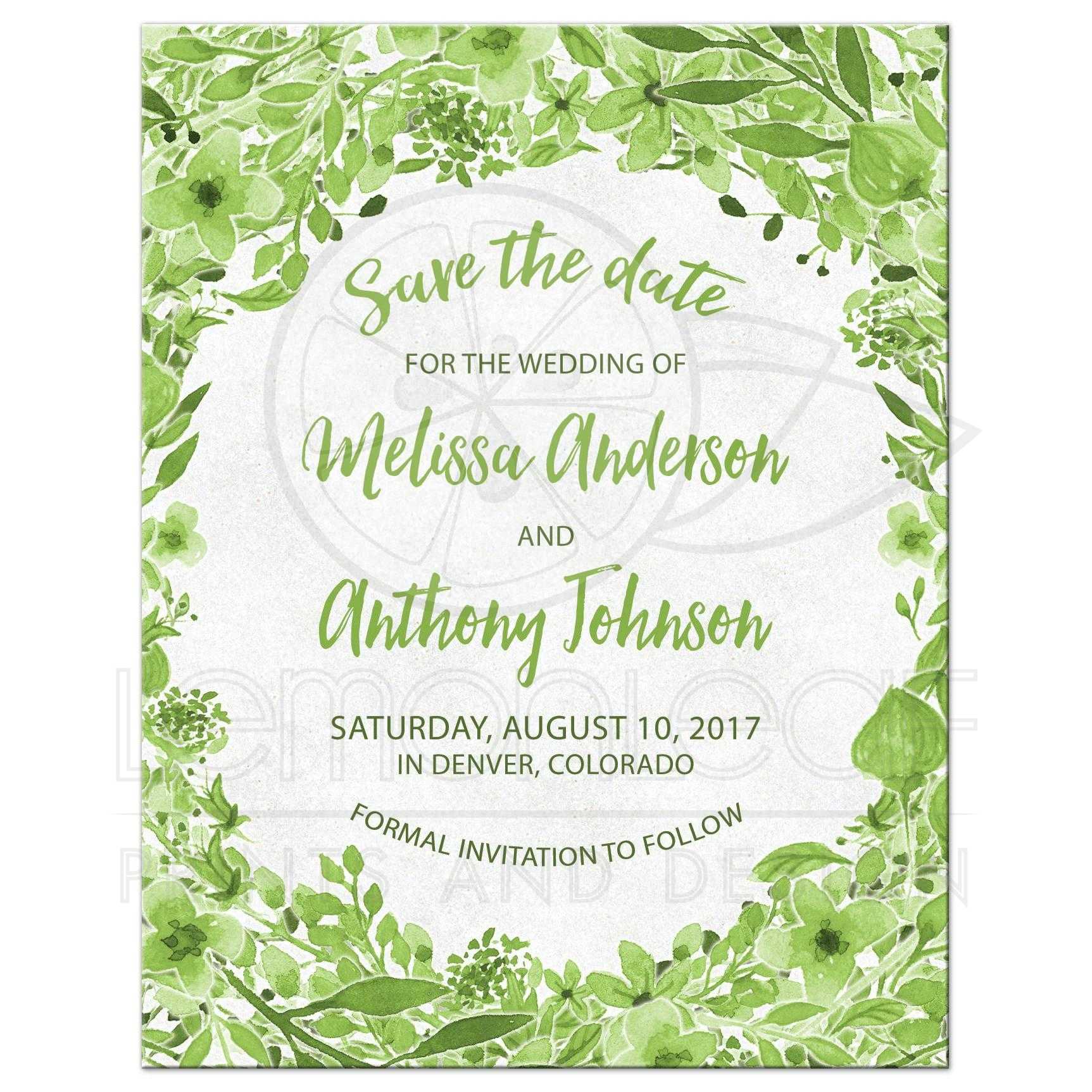 1725x1725 Greenery Botanical Wedding Save The Date Green White Watercolor - Watercolor Save The Date