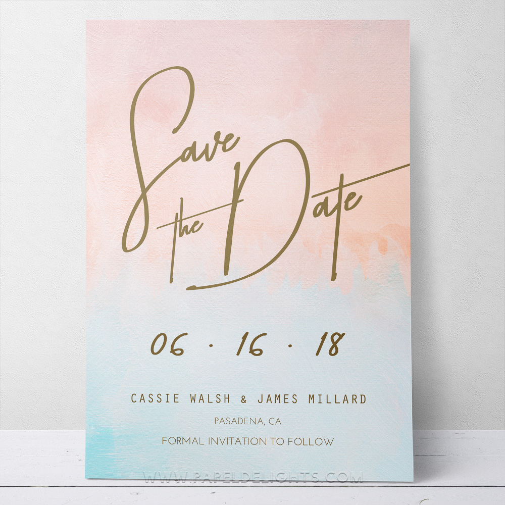 1000x1000 Ombre Sunset Watercolor Save The Date Printable Invitation - Watercolor Save The Date