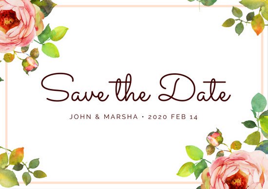 550x389 Pastel Pink Bordered Rose Watercolor Save The Date Postcard - Watercolor Save The Date