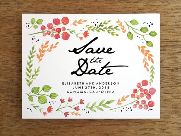 600x450 Printable Save The Date - Watercolor Save The Date