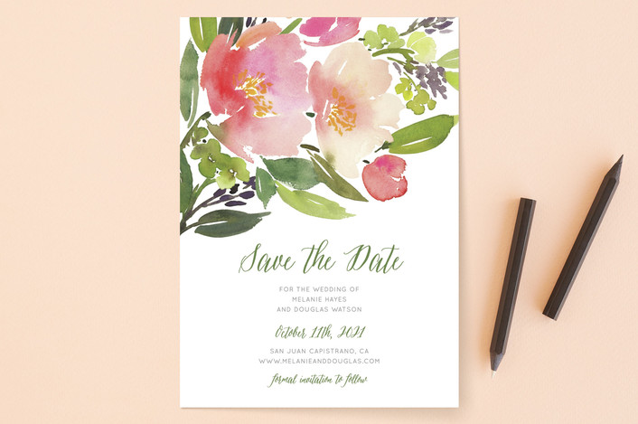 706x469 Watercolor Floral Save The Date Cards By Yao Cheng Design Minted - Watercolor Save The Date
