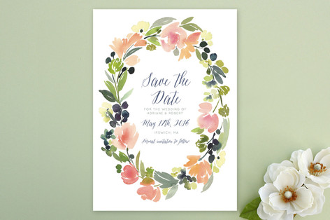 472x314 Watercolor Wreath Save The Date Cards By Yao Cheng - Watercolor Save The Date