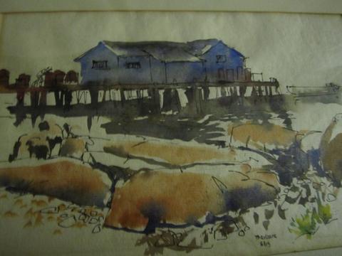 480x360 Original Watercolor Painting New England Coastal Scene Barbara - Watercolor Scene