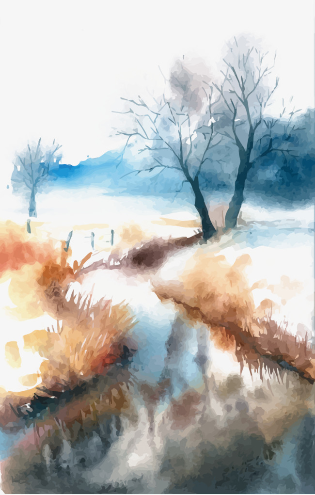 650x1021 Vector Watercolor Landscape, Watercolor, Scenery, Tree Png And - Watercolor Scenery