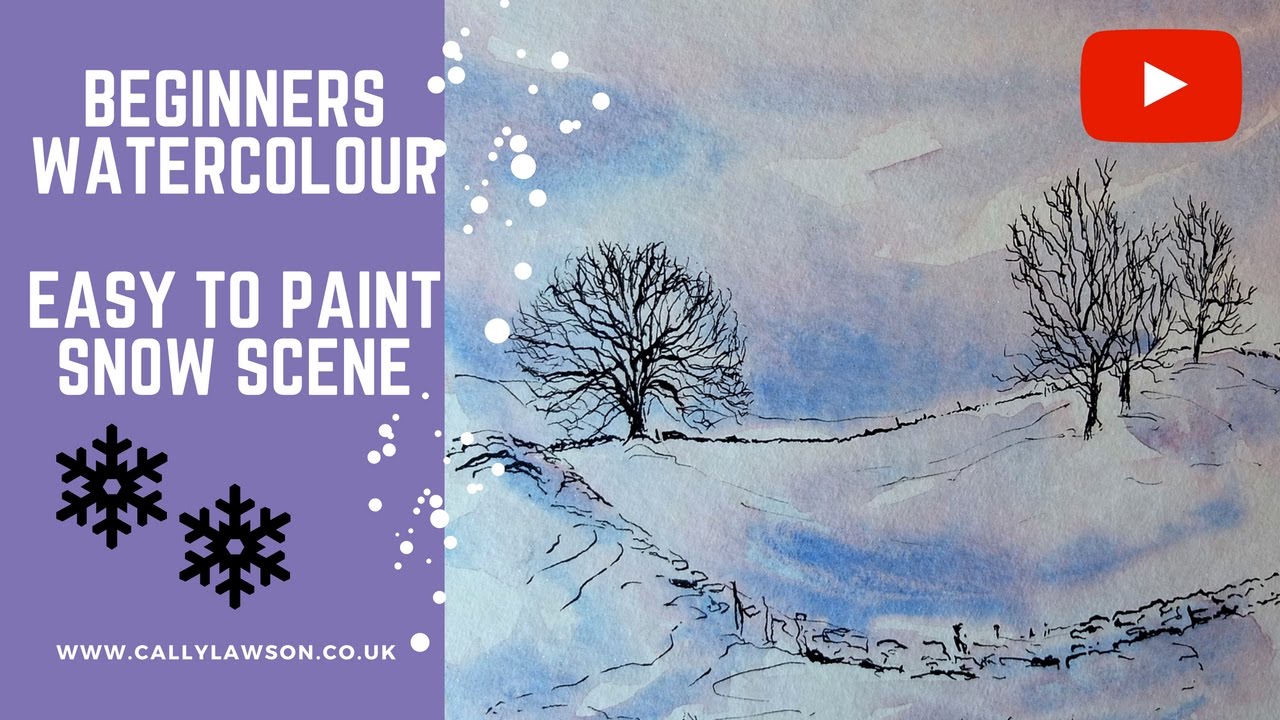 1280x720 Watercolour Snow Scene For Beginners. - Watercolor Scenes Beginners
