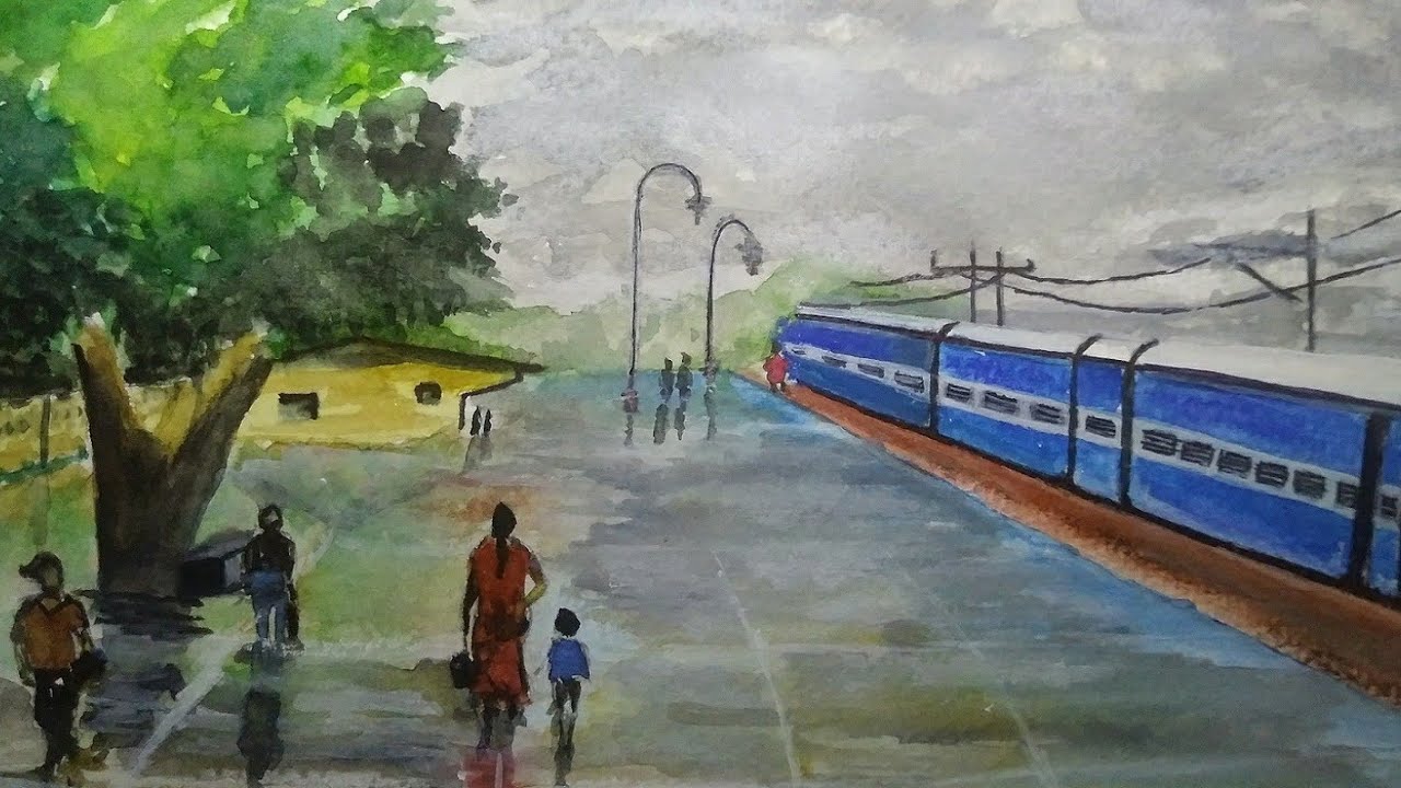 1280x720 How To Paint Railway Scene In Watercolor - Watercolor Scenes To Paint