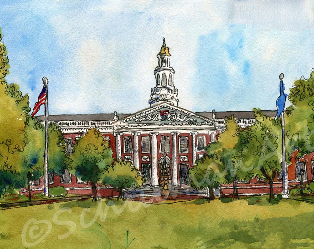 1000x793 Graduation Gifts Custom Watercolor Painting Of School Teacher - Watercolor School