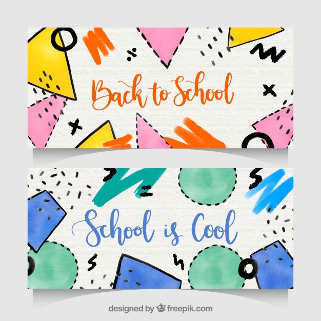 626x626 Back To School Banners With Watercolor Style Vector Free Download - Watercolor School