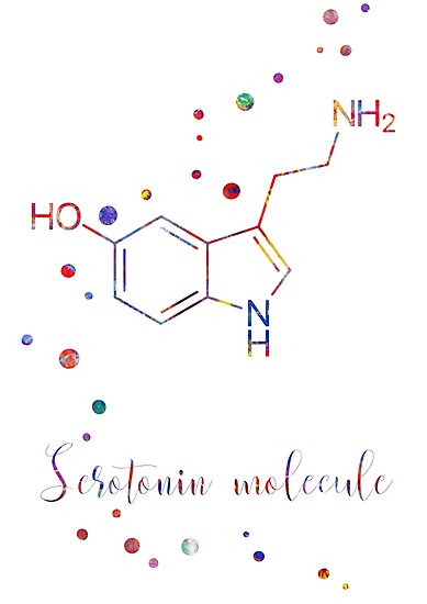 389x550 Serotonin Molecule, Hormone, Watercolor Molecule, Watercolor - Watercolor Science