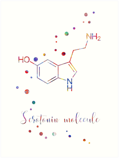 413x549 Serotonin Molecule, Hormone, Watercolor Molecule, Watercolor - Watercolor Science