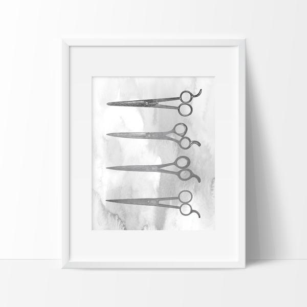 600x600 Watercolor Scissors Art Print Cool Art Prints, Clothing, Apparel - Watercolor Scissors