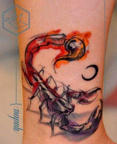480x591 Scorpion Watercolor Tattoo Tatoos Fashion - Watercolor Scorpion Tattoo