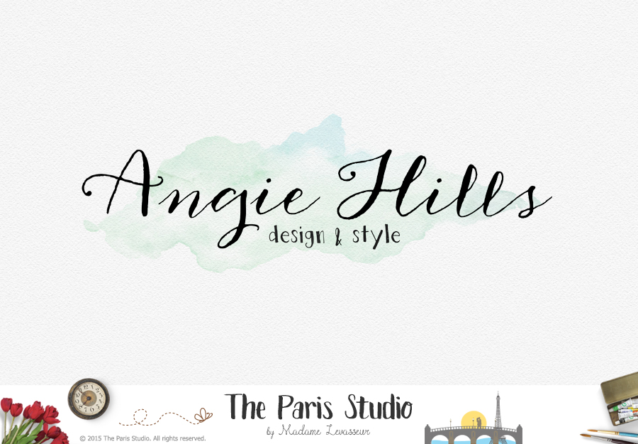 900x626 Watercolor Script Font Logo Design Blog Logo, Website Logo - Watercolor Script Font
