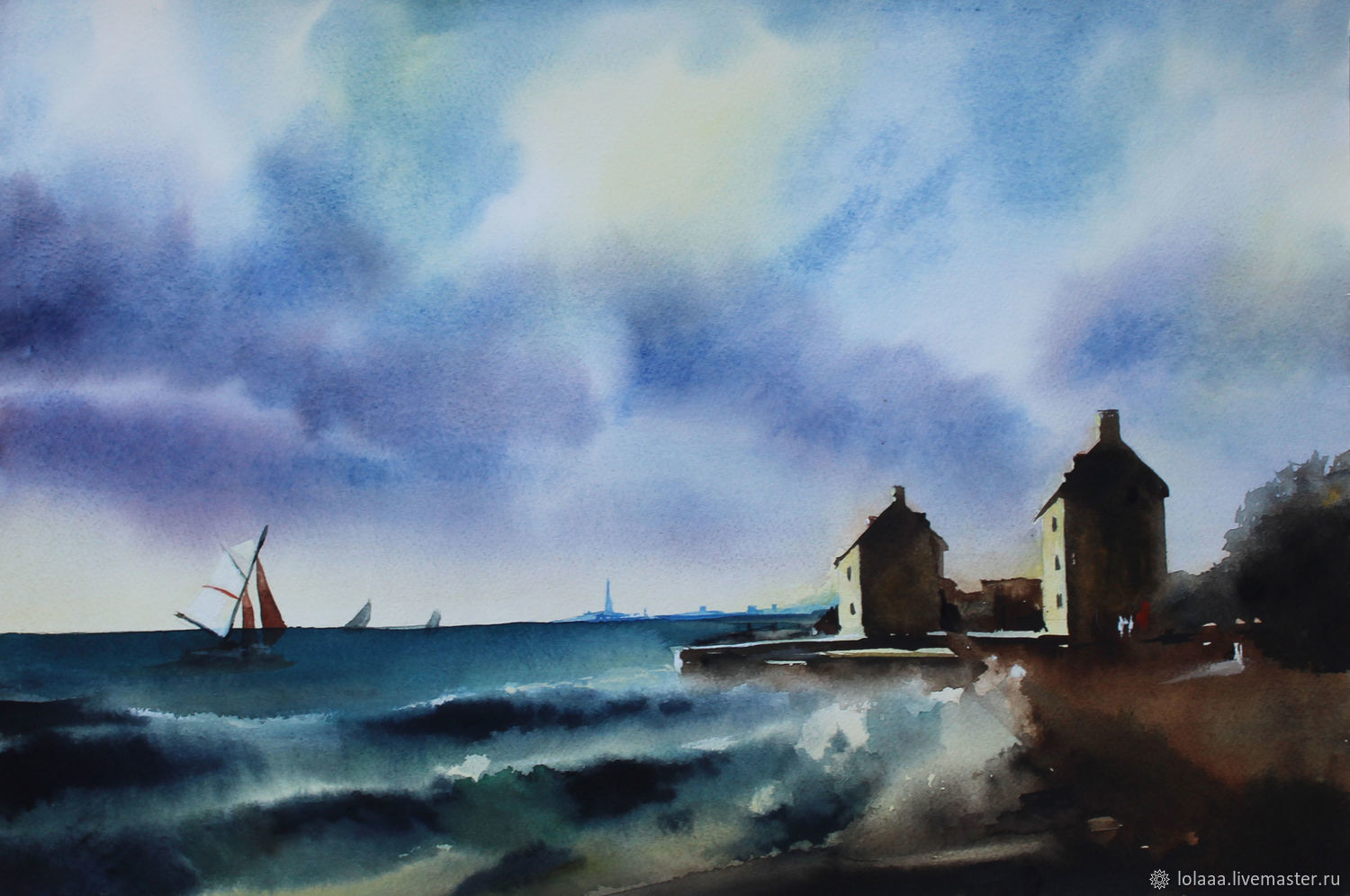 1500x996 Painting Watercolor Volnorez Sea, 3045 Cm Shop Online On - Watercolor Sea