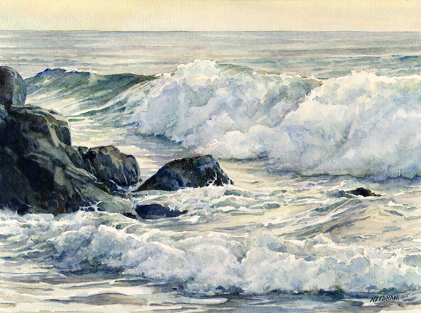 596x444 Sea And Surf - Watercolor Sea
