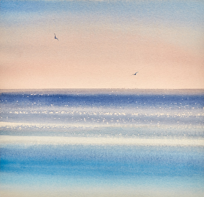 700x676 Twilight, St Annes On Sea Original Watercolour Painting - Watercolor Sea