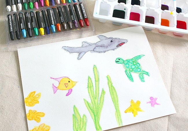 650x456 Cool Ocean Art Project For Kids Using Salt And Watercolor Paint - Watercolor Sea Animals