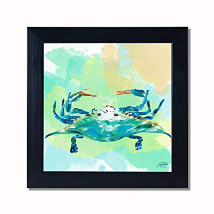 425x425 Watercolor Sea Creatures I Crab Black Framed Art Print - Watercolor Sea Creatures
