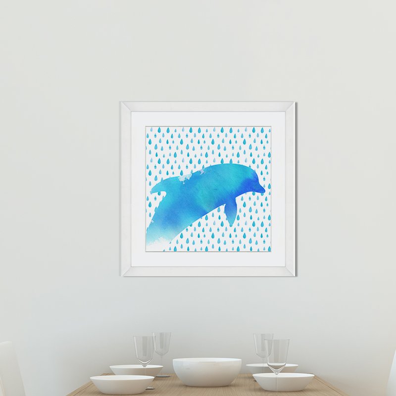 800x800 Birch Lane Dolphin Watercolor Sea Creatures Framed Graphic - Watercolor Sea Creatures