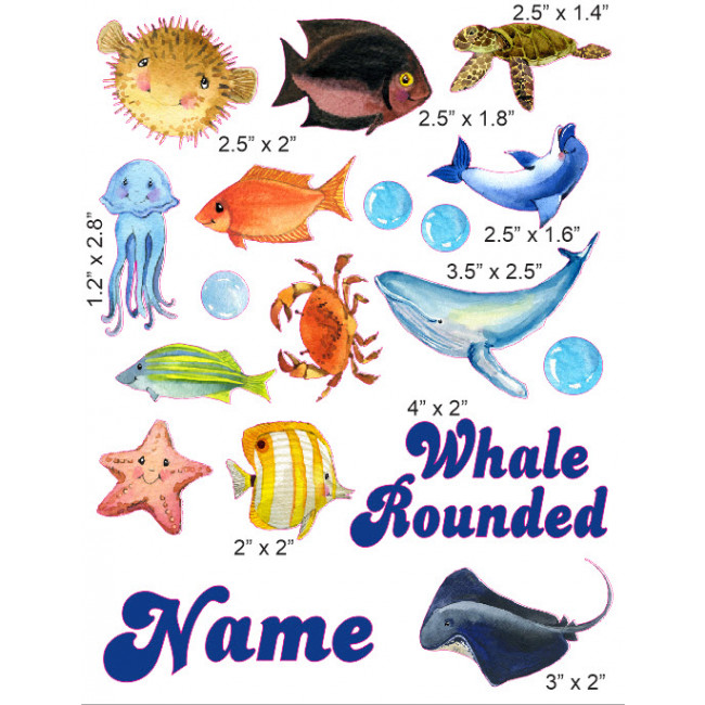 650x650 Watercolor Sea Creatures Cranial Band Decoration From High Quality - Watercolor Sea Creatures