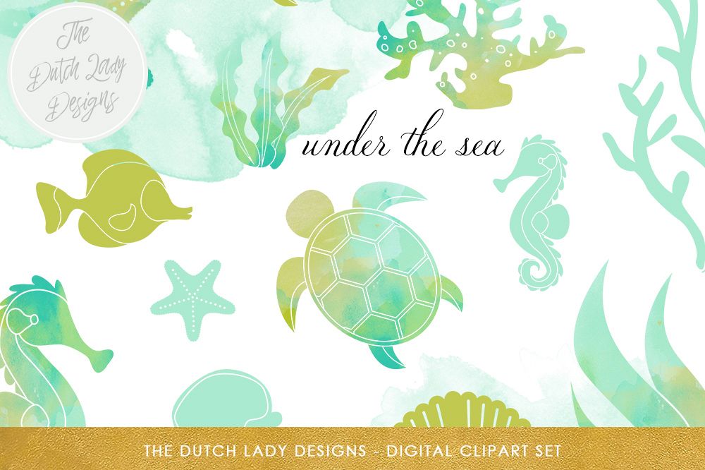 1000x666 Sea Life Clipart Set In Watercolor By T Design Bundles - Watercolor Sea Life