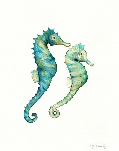 480x607 Wall Art, Beach Art, Seahorse Painting, Seahorse Love, Watercolor - Watercolor Sea Life
