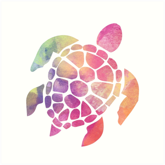 550x550 Watercolor Sea Turtle Art Prints By Designs111 Redbubble - Watercolor Sea Turtle