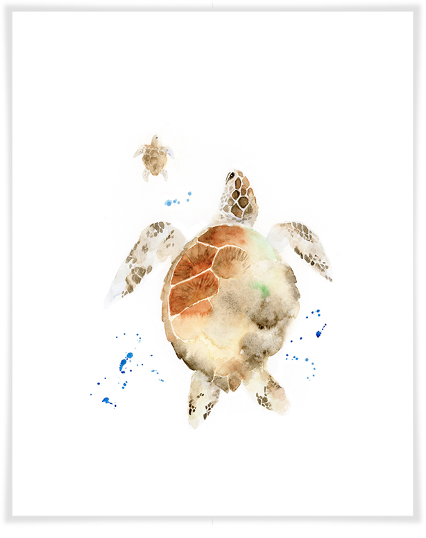 614x775 Watercolor Sea Turtles, Reptiles Amp Amphibians Canvas Wall Art - Watercolor Sea Turtle