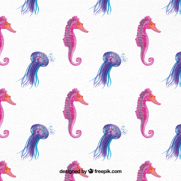 626x626 Pretty Watercolor Seahorse Background Vector Free Download - Watercolor Seahorse