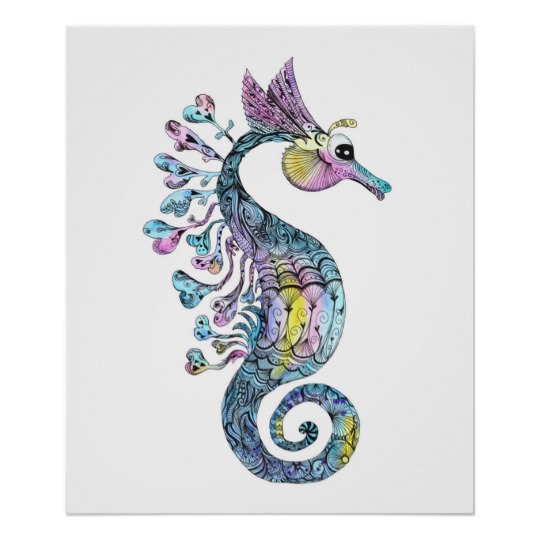 540x540 Watercolor Seahorse Poster - Watercolor Seahorse