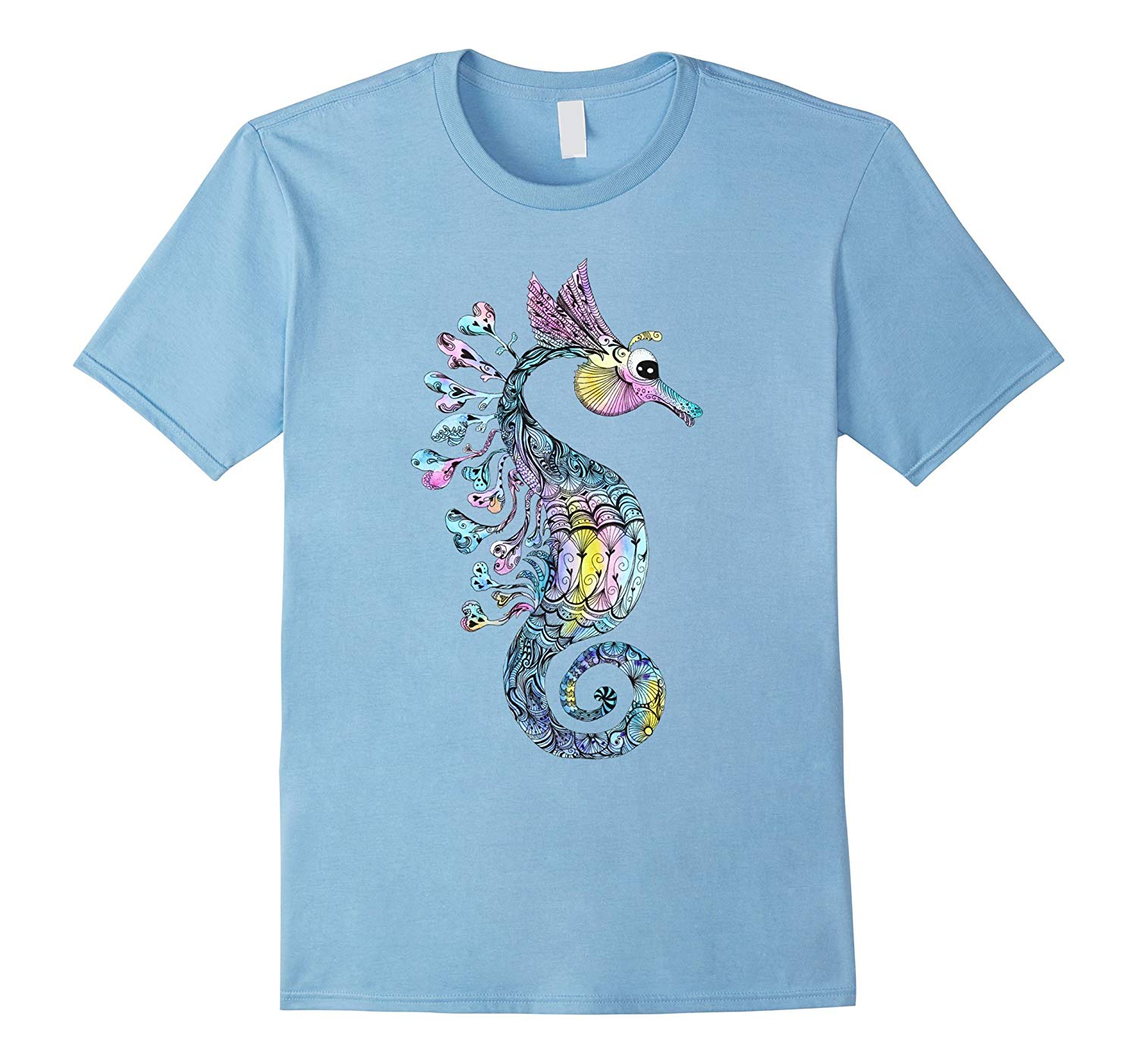 1500x1403 Fantasy Watercolor Seahorse T Shirt Bn Banazatee - Watercolor Seahorse