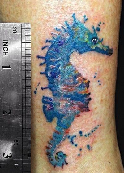 401x558 Watercolor Beach Tattoo - Watercolor Seahorse Tattoo