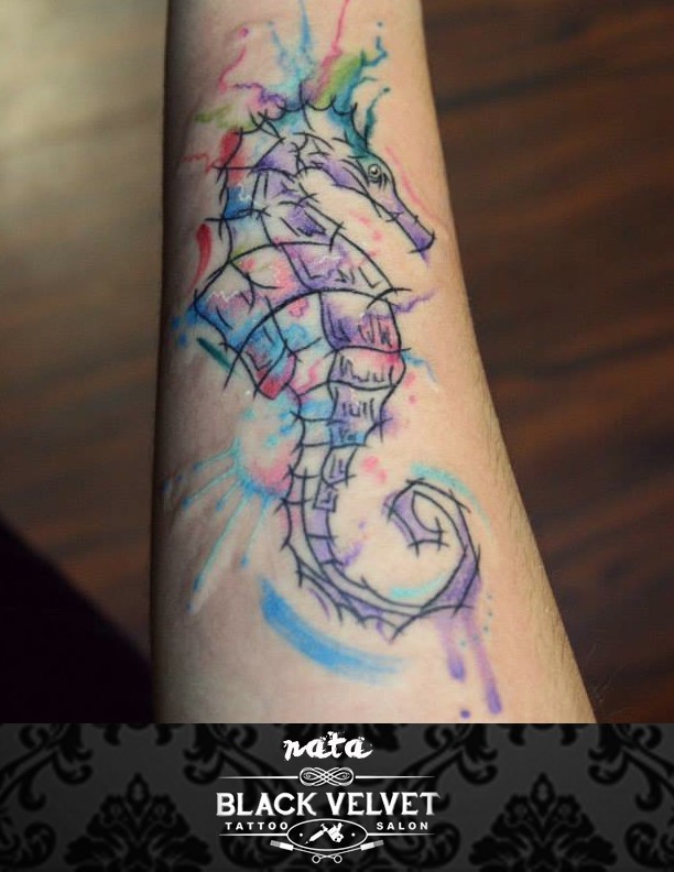 612x792 Watercolor Seahorse By Black Velvet Tattoo Salon On Natalia - Watercolor Seahorse Tattoo