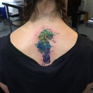 300x300 Watercolor Seahorse Tattoo Joe Kintz Tattooing - Watercolor Seahorse Tattoo