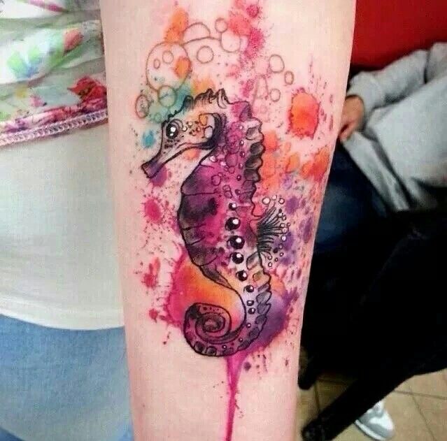 639x631 Watercolor Tattoo - Watercolor Seahorse Tattoo