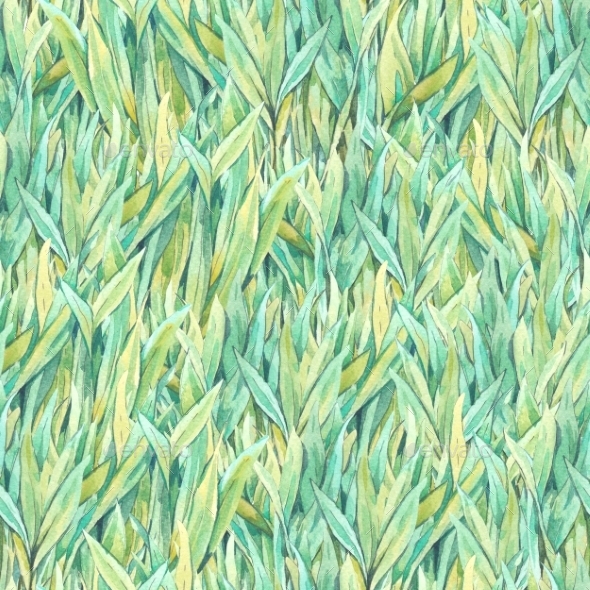590x590 Watercolor Seamless Pattern With Grass By Depiano Graphicriver - Watercolor Seamless Pattern