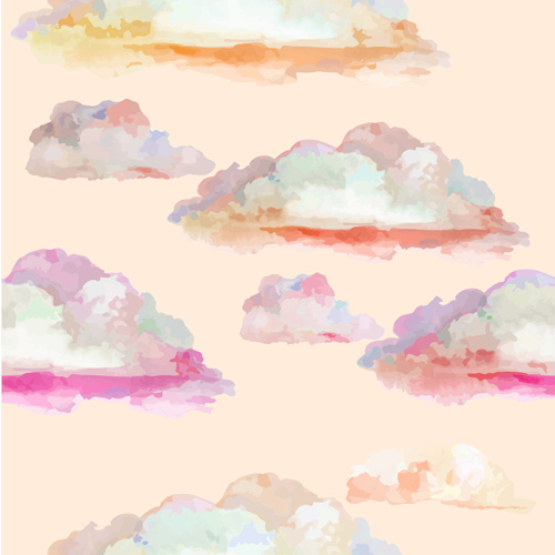 500x500 Watercolor Cloud Seamless Pattern Vector Free Download - Watercolor Seamless Pattern
